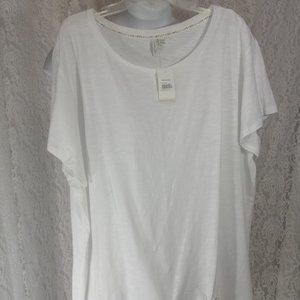 Live Well White KnitTop Blouse With Side Circle Gather NWT  Size 26/28W